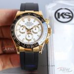 KS Factory Rolex Cosmograph Daytona White Dial Gold Case Rubber Band 40 MM 7750 Automatic Watch